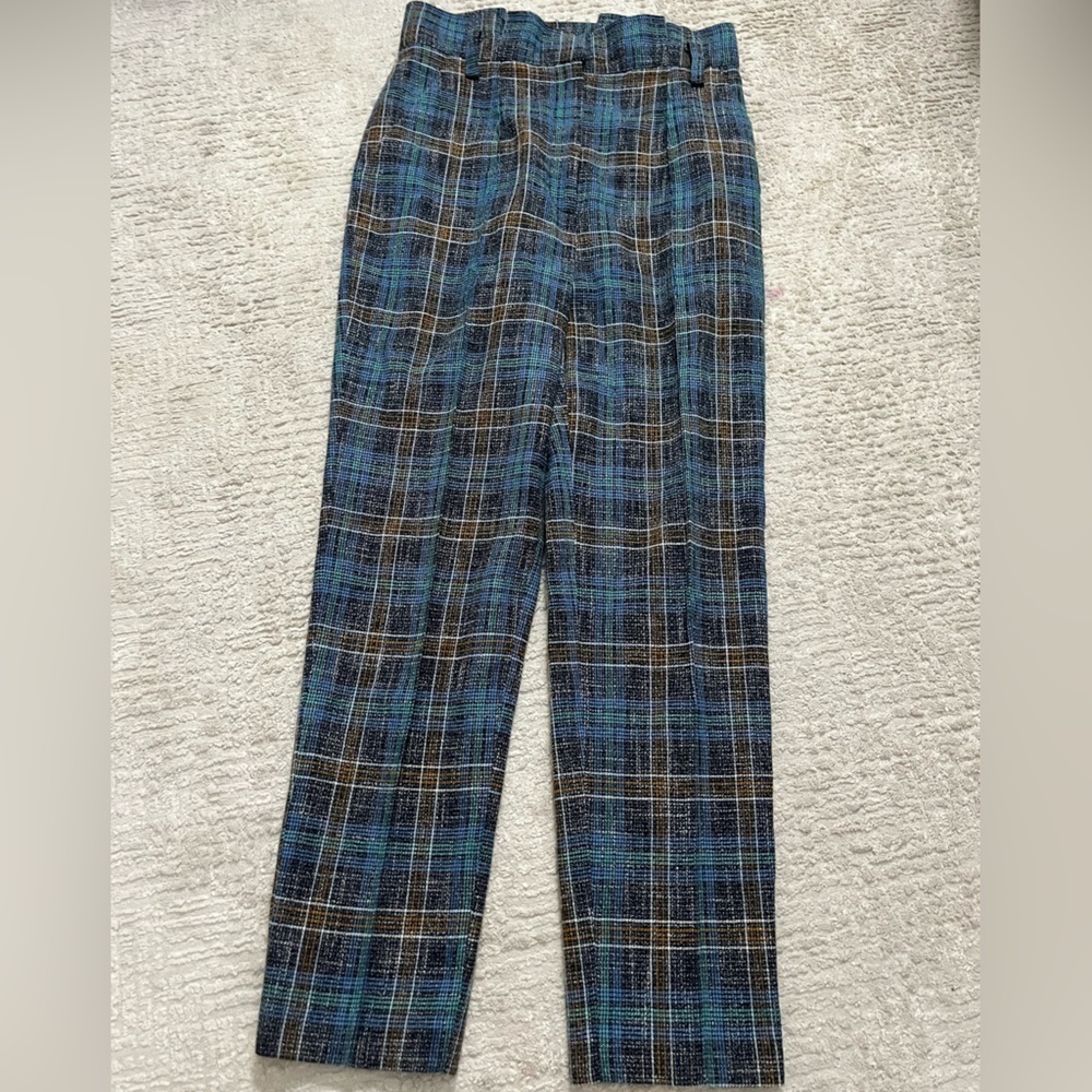 Veronica Beard High Rise Knit Plaid Trouser